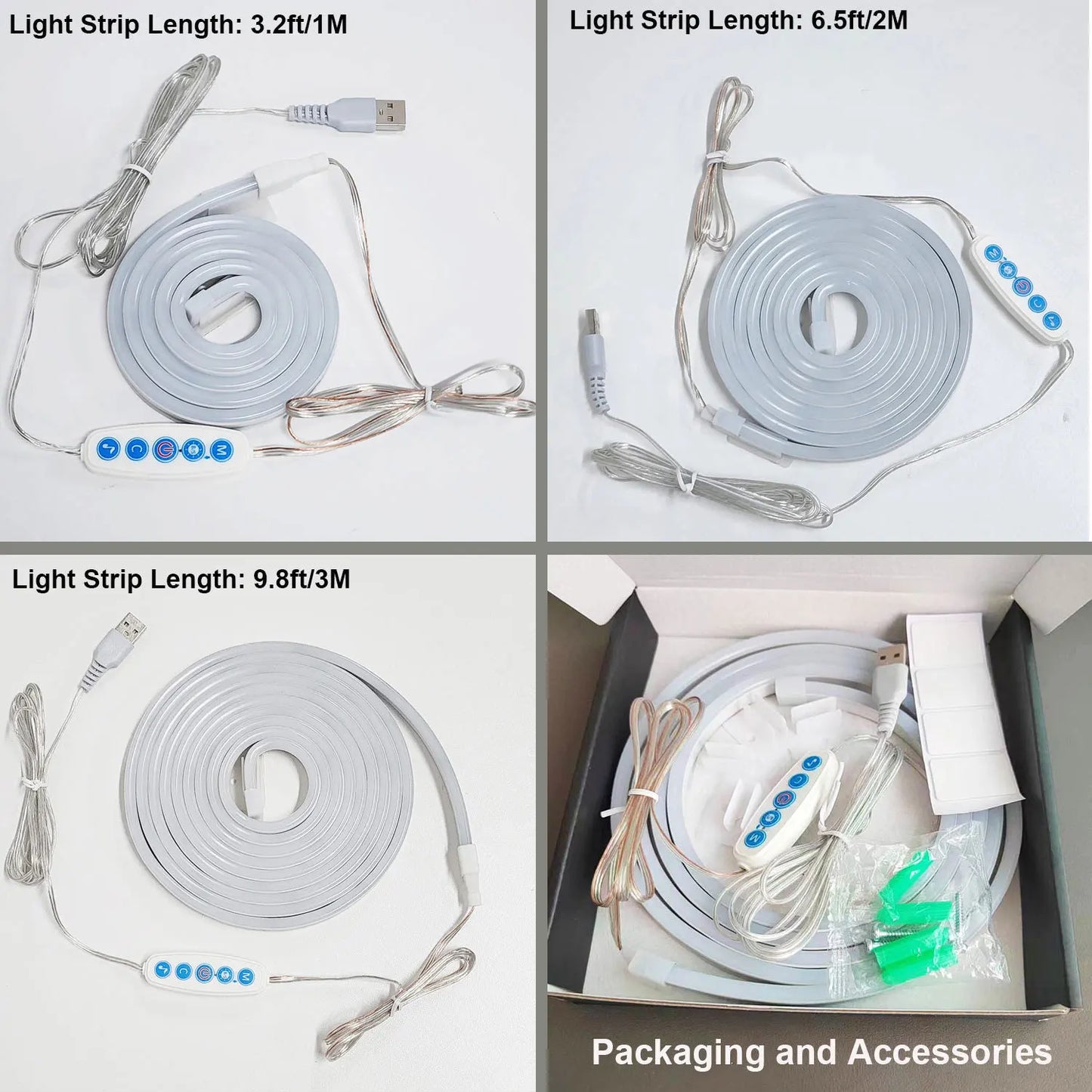 5V USB Neon LED Strip Light 1m 2m 3m Silicone Neon Rope Light DYI Music Sync APP MeRGBW Dreamcolor Chasing Strip Tape Room Decor