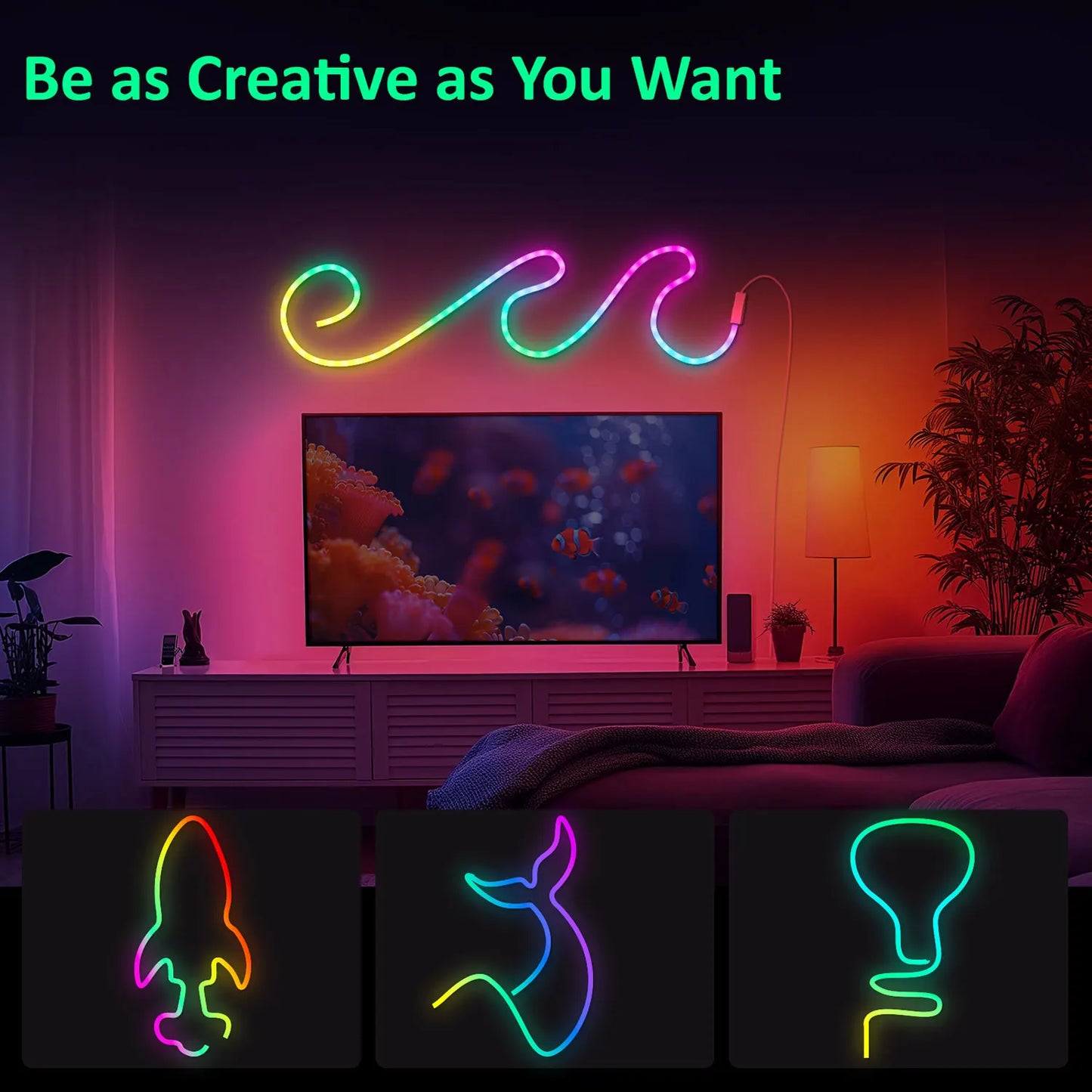 5V USB Neon LED Strip Light 1m 2m 3m Silicone Neon Rope Light DYI Music Sync APP MeRGBW Dreamcolor Chasing Strip Tape Room Decor