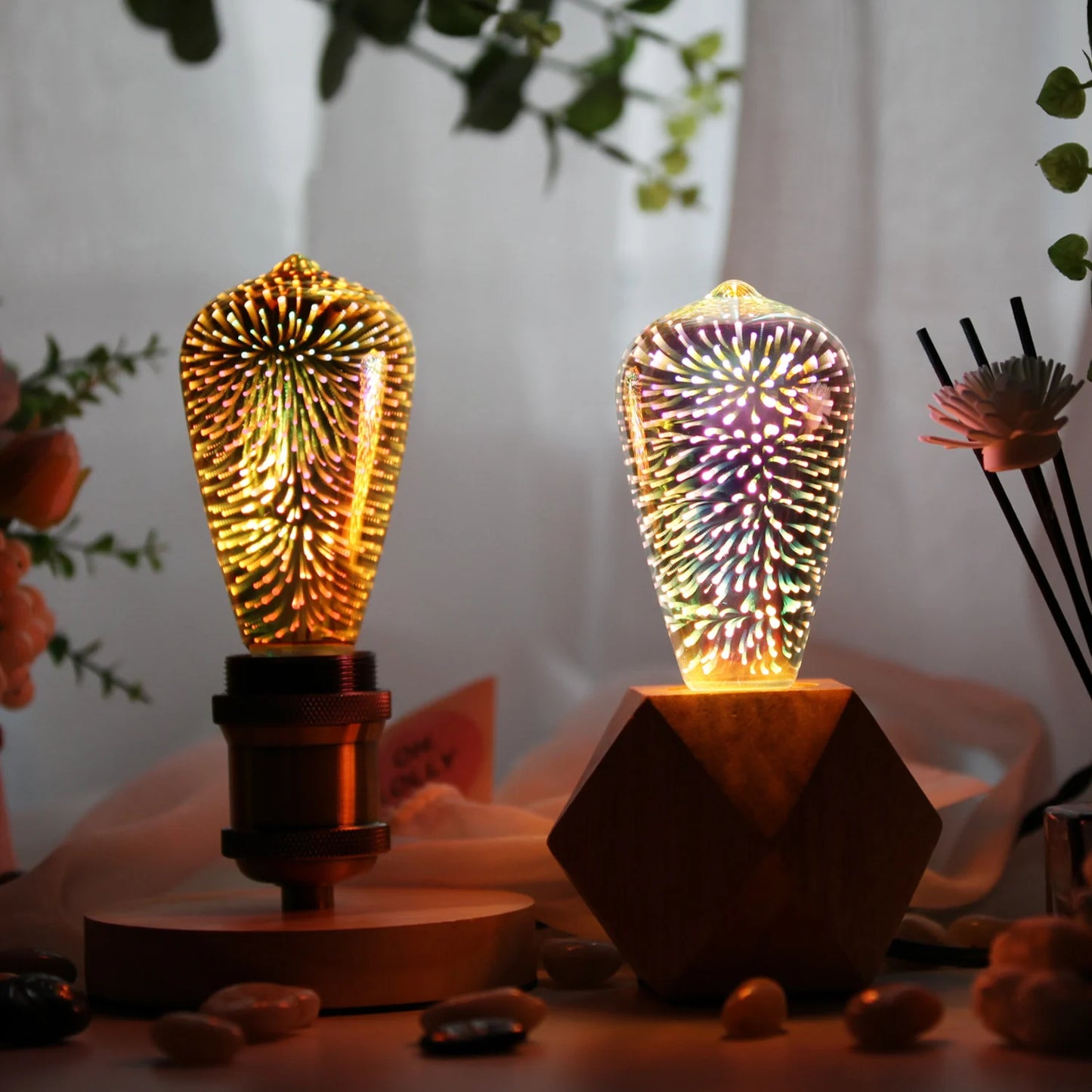 TIANFAN 2pcs/Pack ST64 Edison LED Bulb, 4W 2700K Warm Light 110V/220V Silver Gold 3D Effictive Decorative Light Bulb Firework