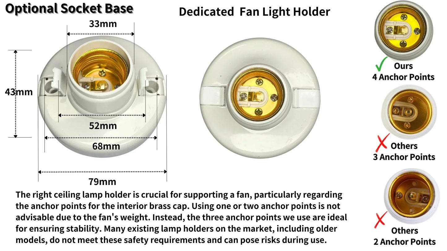 Ceiling Fan Light Screw in Small Ceiling Fan with Remote 3 Wind Speed Dimmable LED 3000-6500K 6 White Blades 20.5 Inch