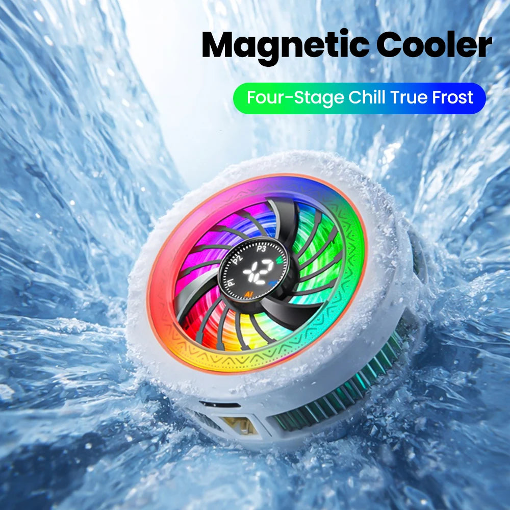 Magnetic phone cooler with intelligent AI temperature control and real-time digital display - a must-have for phone cooling
