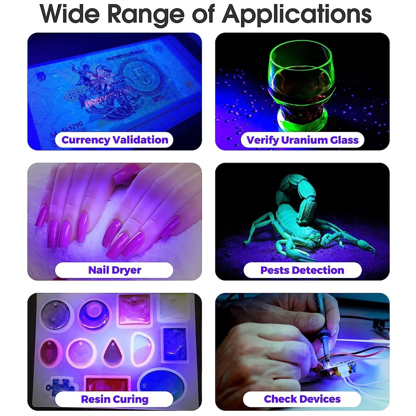Led Ultraviolet Lights UV Nail Lamp 395nm UV Led Desk Lamp Black Light Manicure Dryer UV Curing Light USB Portable Clamp