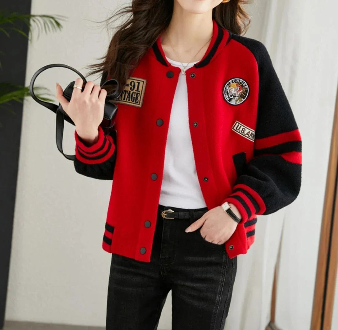 Loose Bomber Jacket for Women New in Short Baseball Aviator Coat Woman Youthful Long Sleeve Harajuku Elegant Sale Demi-season