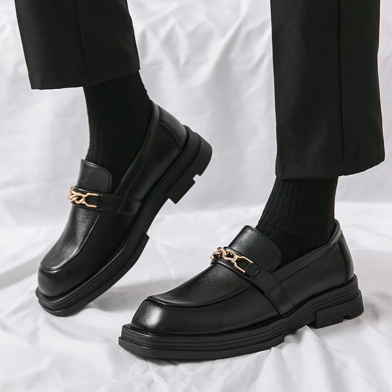 Male Luxury white Loafers Shoes Leather Shoe Men Platform Retro Business Work Shoes Spring Autumn Derby Shoes Low Top Man Casual