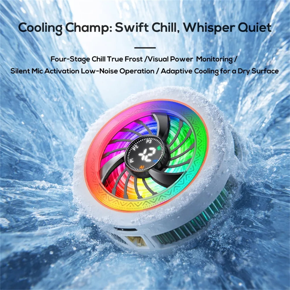 Magnetic phone cooler with intelligent AI temperature control and real-time digital display - a must-have for phone cooling