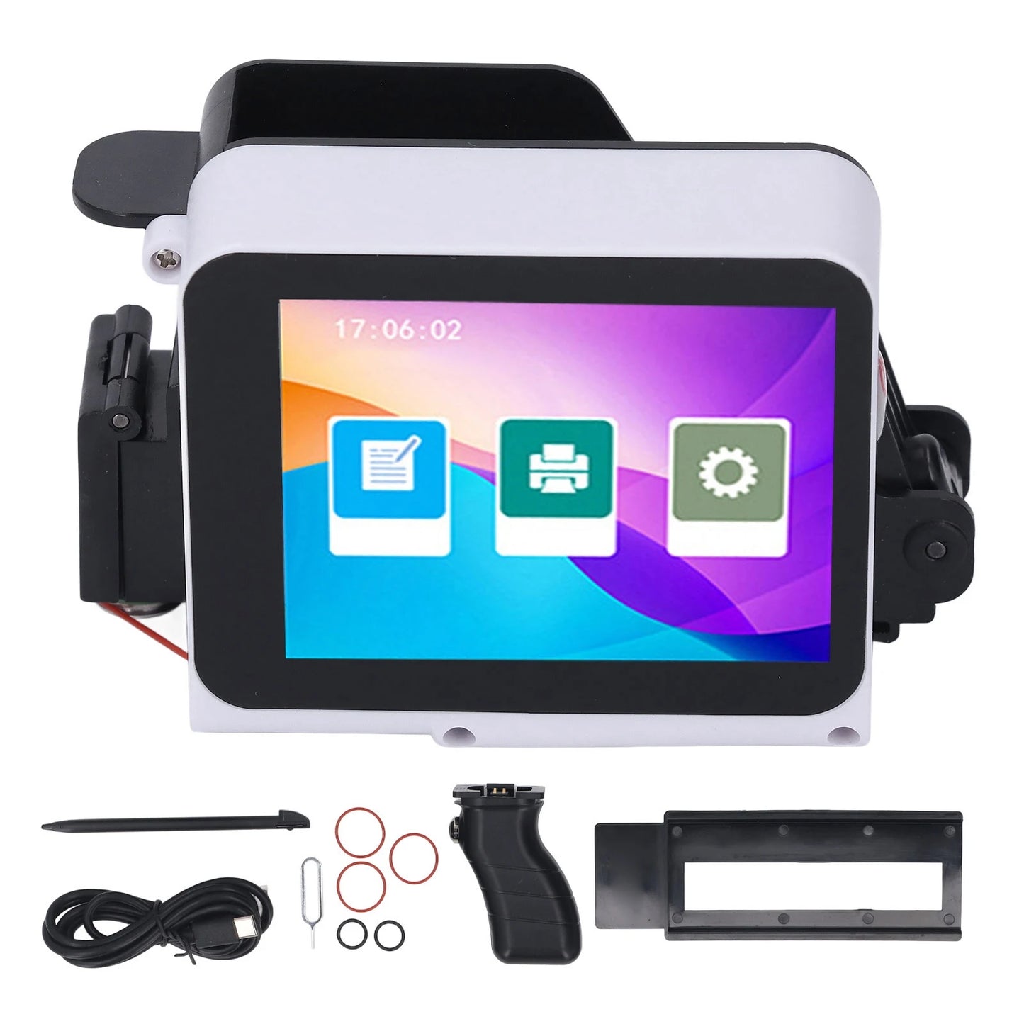 Handheld Printer 300-600dpi Adjustable USB 3.5mm Interface Mini Inkjet Printer for Batch Serial Number for Plastic Wood Fabric