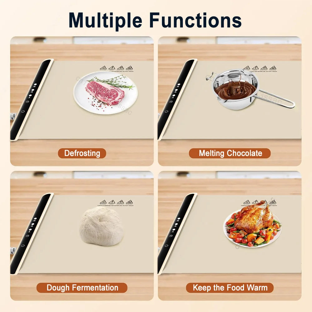 Food Warmer Plate Electric Warming Tray Foldable Food Warming Pad Electric Food Warmer Fast Heating Portable Food Warming Mat