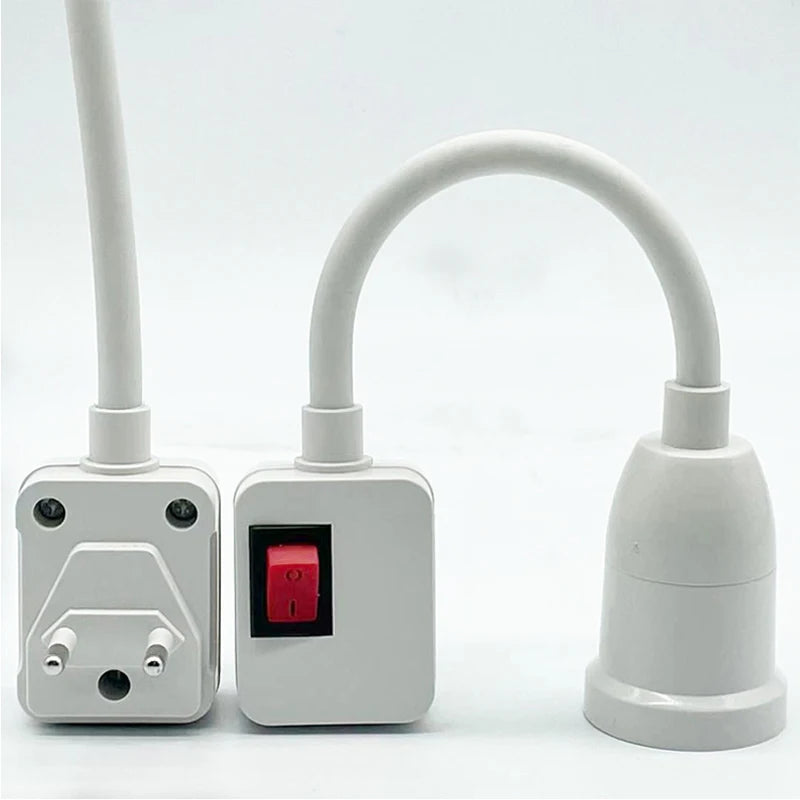 Direct Plug in Swivel Head Socket Lamp Bulb Holder With Switch EU Plug LED Table Lamp Stainless Steel Hose Steering Lever