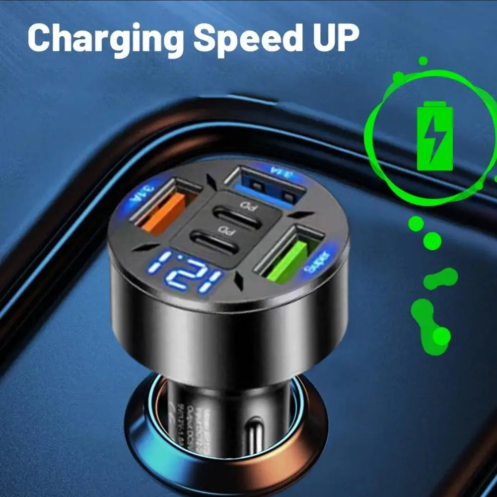 250W 5 Ports Car Charger Fast Charging PD QC3.0 USB C Car Phone Charger Type C Adapter In Car For All Phones