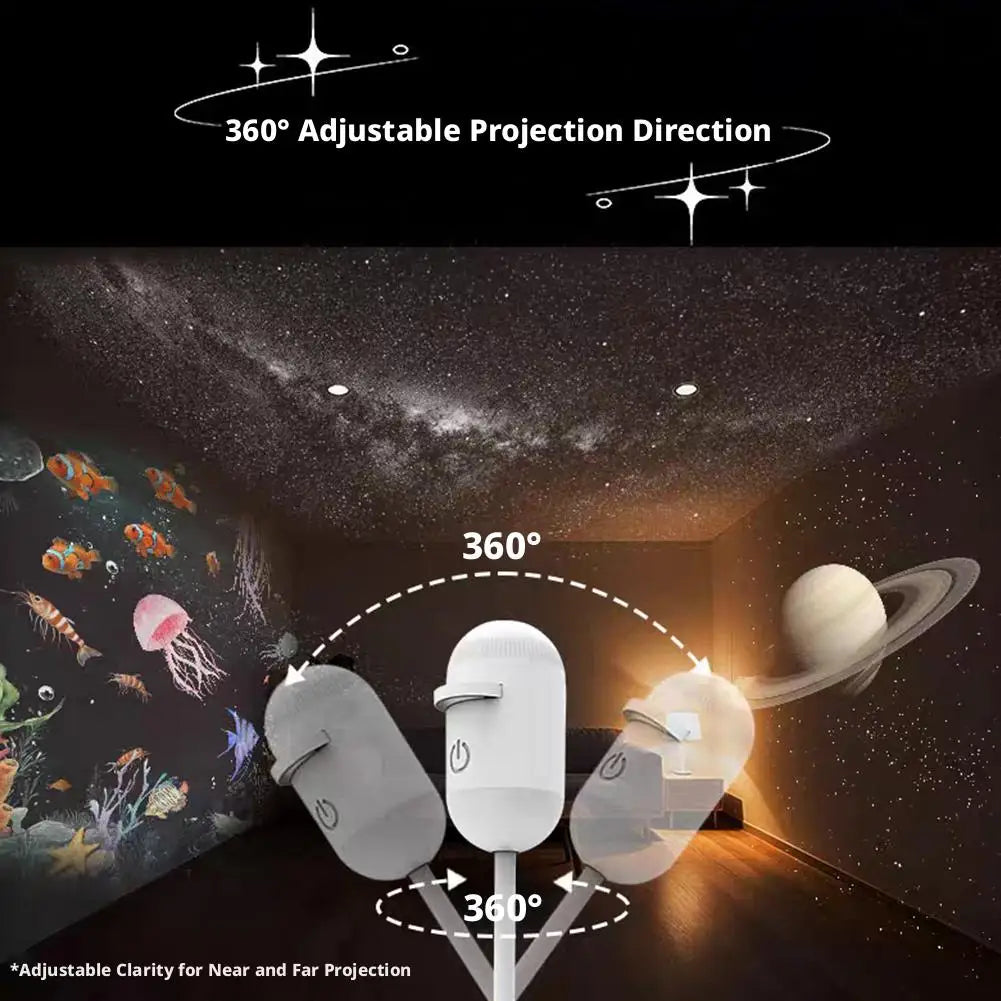 2-in-1 Mini Galaxy Star Projector Night Light USB 360° Rotatable LED Starry Sky Ambient Lamp Sleep Lighting for Bedroom Decor