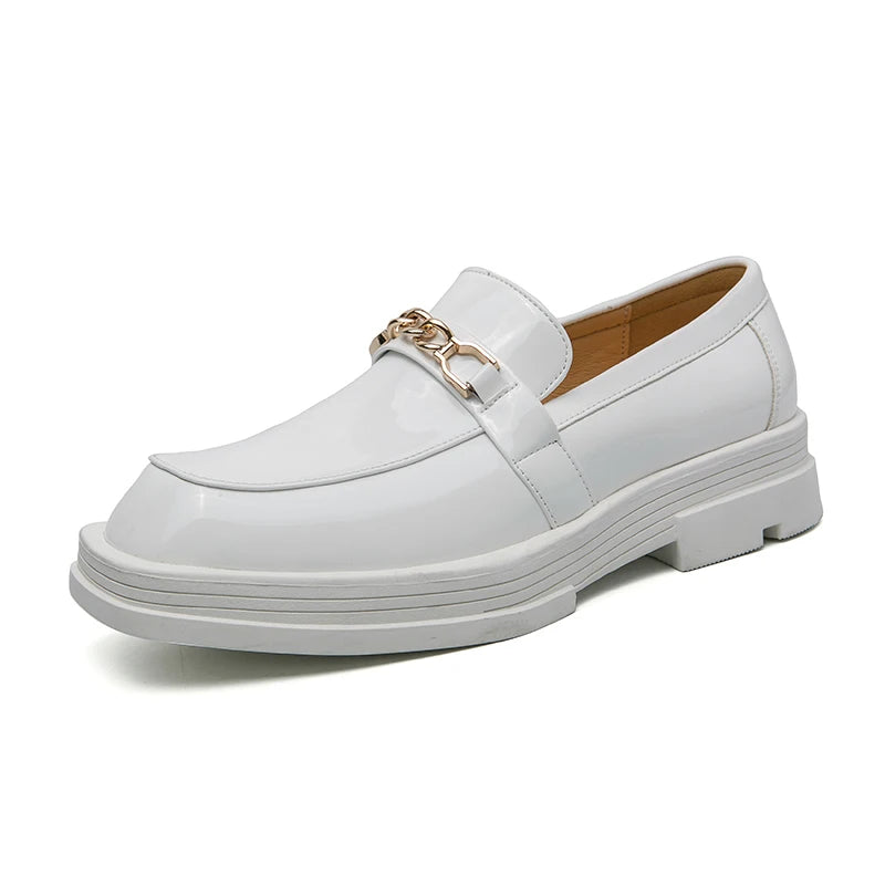 Male Luxury white Loafers Shoes Leather Shoe Men Platform Retro Business Work Shoes Spring Autumn Derby Shoes Low Top Man Casual