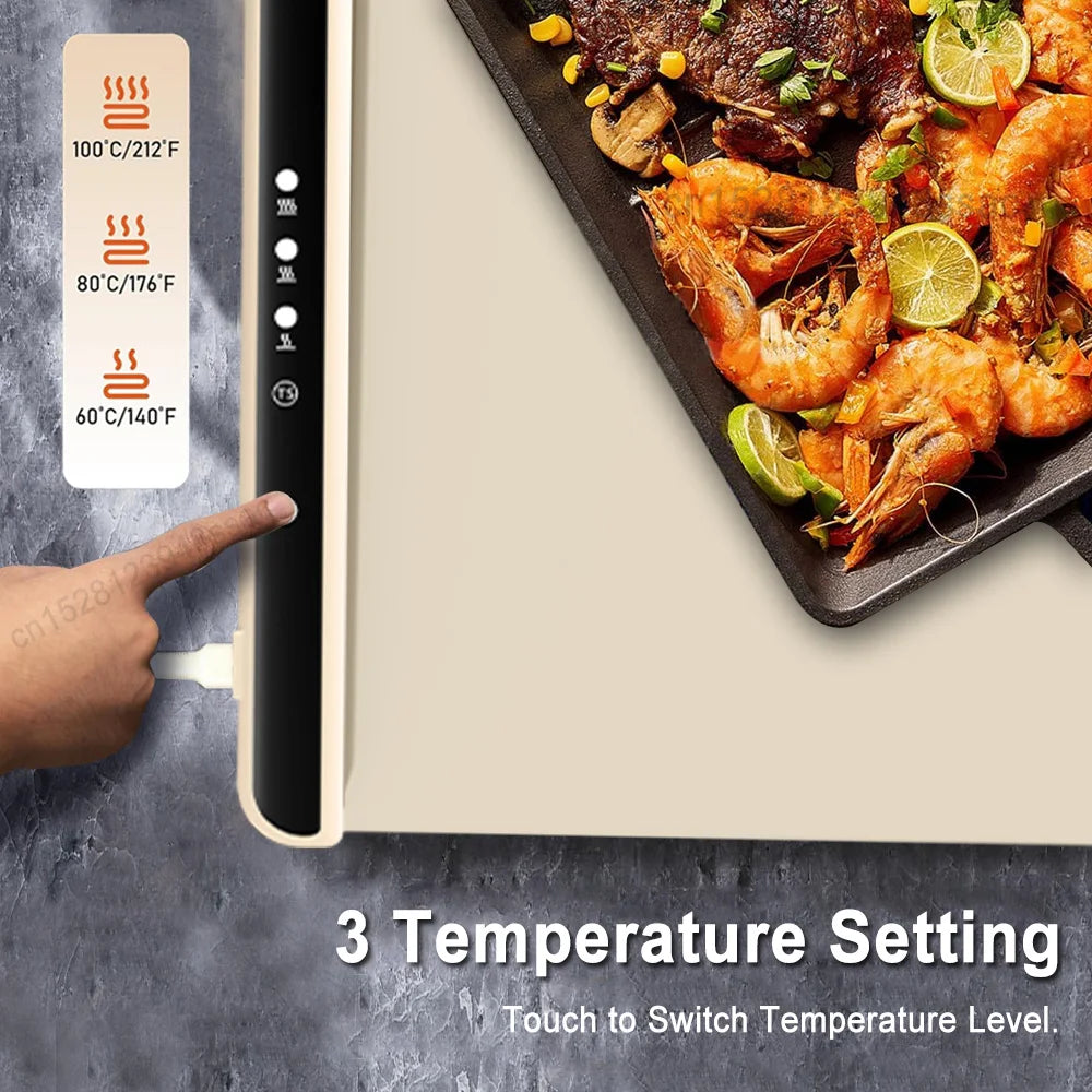 Food Warmer Plate Electric Warming Tray Foldable Food Warming Pad Electric Food Warmer Fast Heating Portable Food Warming Mat