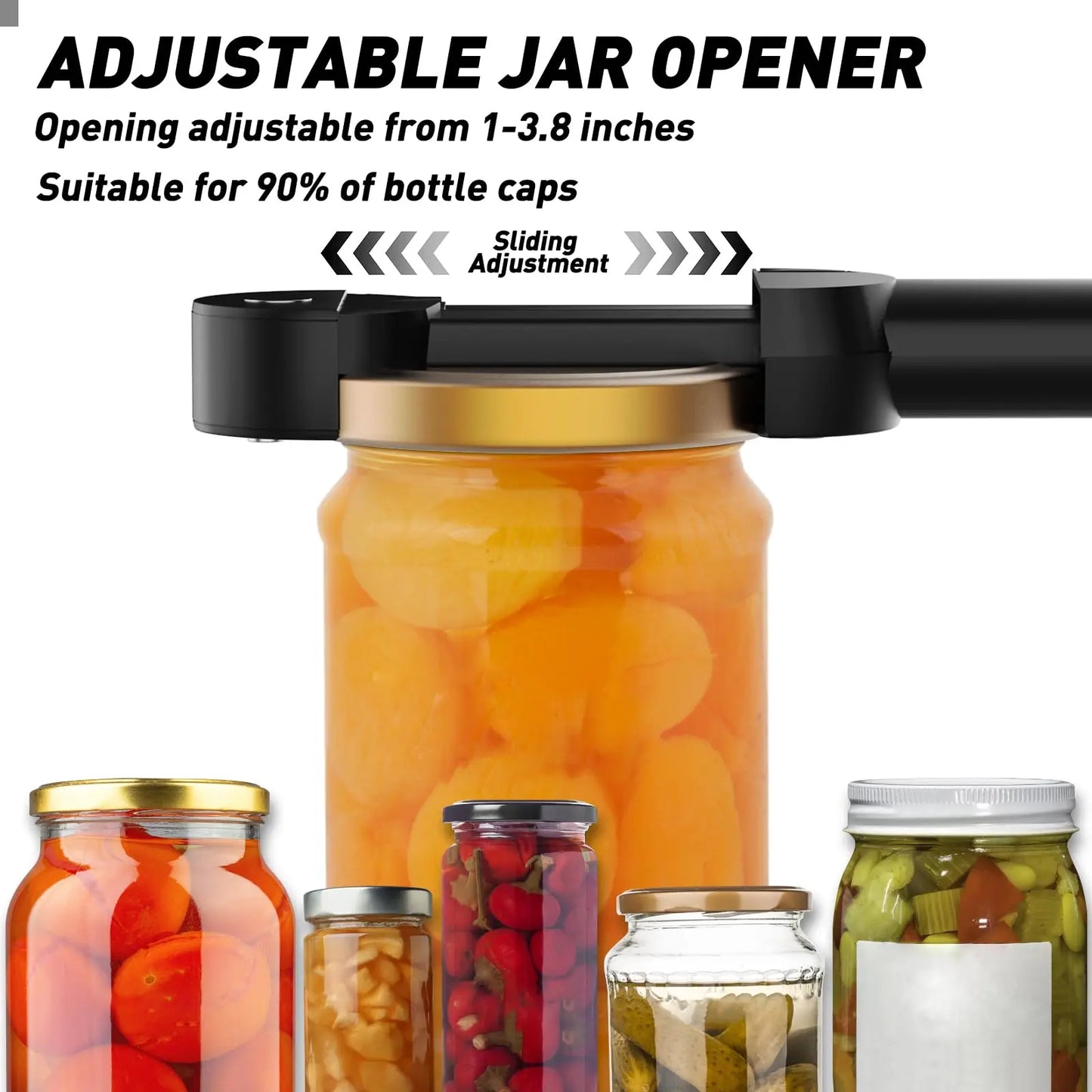 Adjustable Multifunctional Can Opener Jar Lid Gripper New Jar Opener Bottle Opener for Weak Hands Senior Arthritis Kitchen Tool
