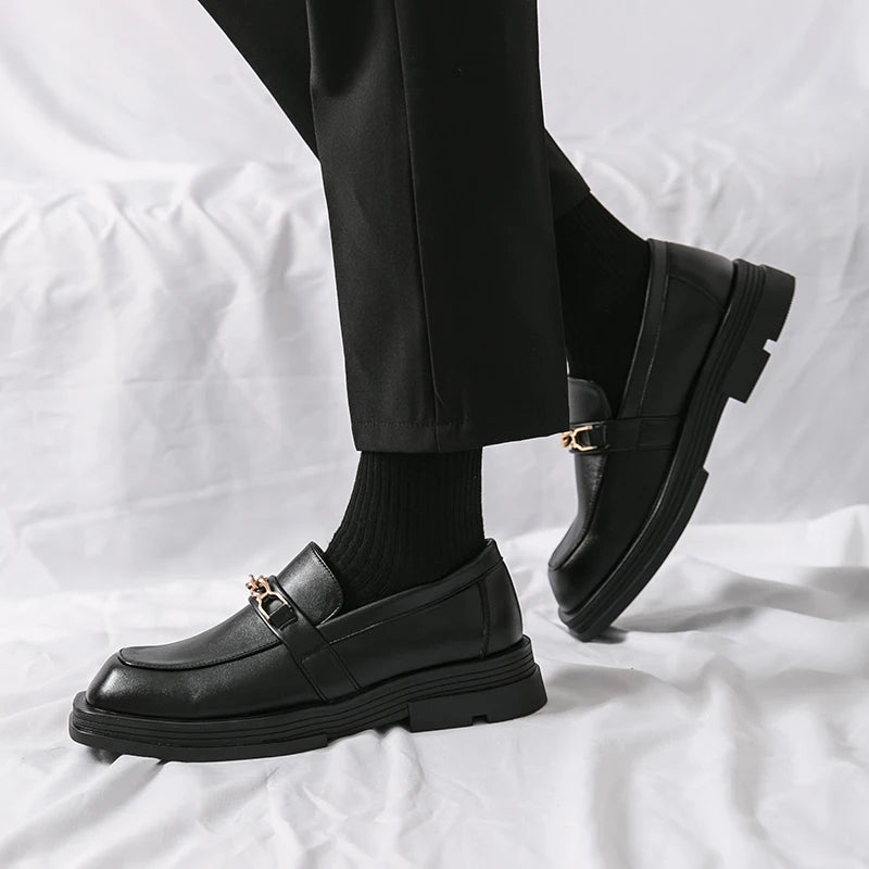 Male Luxury white Loafers Shoes Leather Shoe Men Platform Retro Business Work Shoes Spring Autumn Derby Shoes Low Top Man Casual