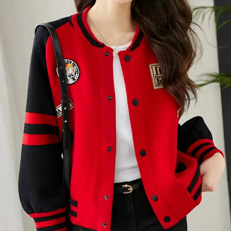 Loose Bomber Jacket for Women New in Short Baseball Aviator Coat Woman Youthful Long Sleeve Harajuku Elegant Sale Demi-season