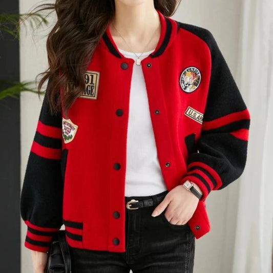Loose Bomber Jacket for Women New in Short Baseball Aviator Coat Woman Youthful Long Sleeve Harajuku Elegant Sale Demi-season