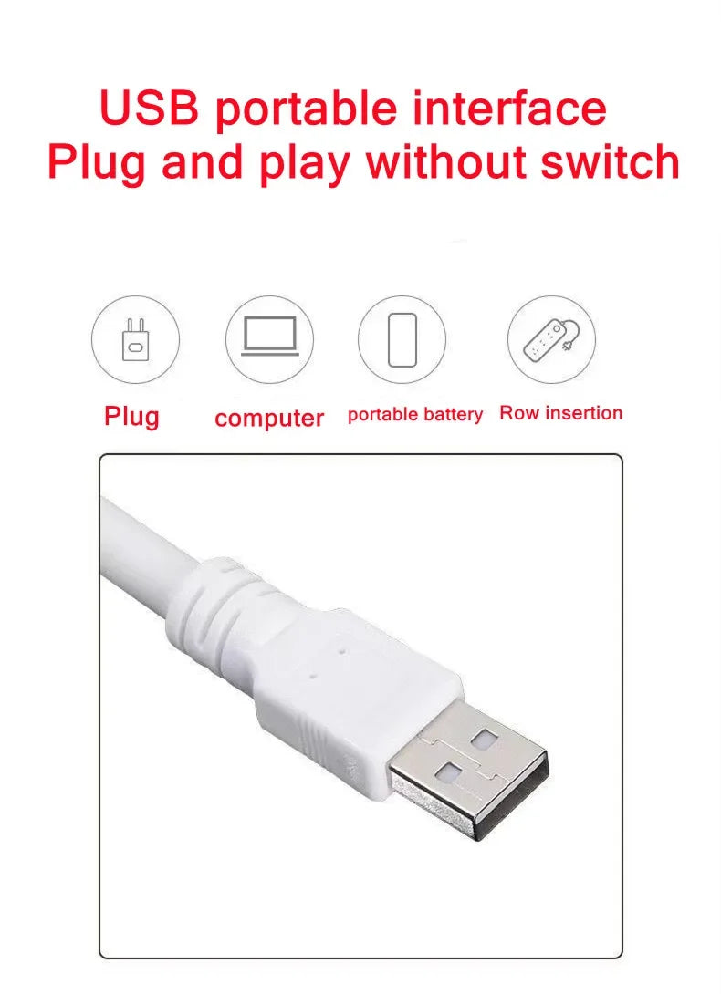 USB Plug Portable LED Night Light Eye Protection Student Study Reading Dormitory Room Annular Household Bedside Lamp White Light