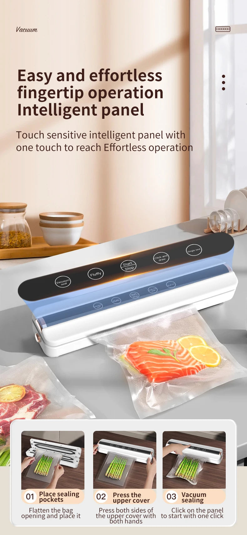 Wireless Fully Automatic Vacuum Sealing Machine Both Dry And Wet Oil Powders Fluffiness Tapping and Single Sealing