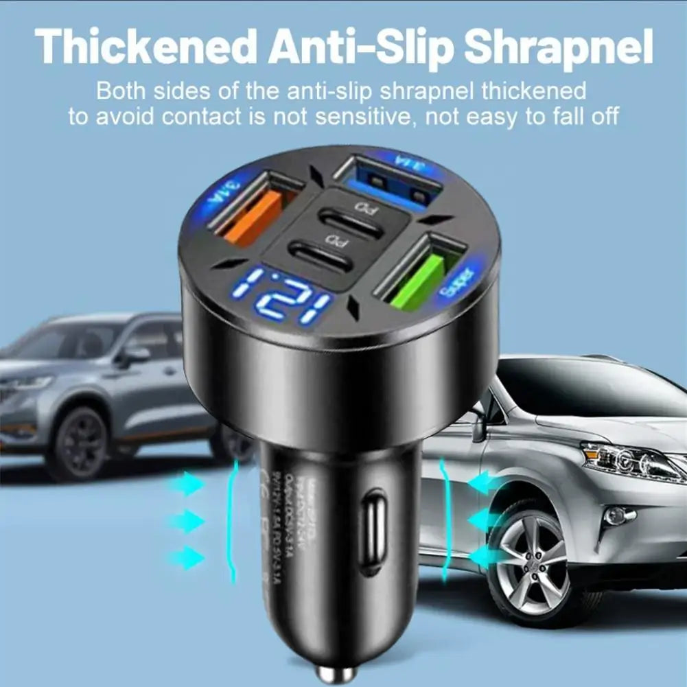 250W 5 Ports Car Charger Fast Charging PD QC3.0 USB C Car Phone Charger Type C Adapter In Car For All Phones