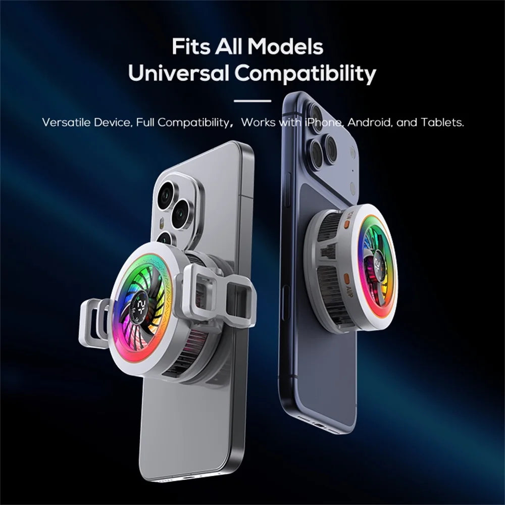 Magnetic phone cooler with intelligent AI temperature control and real-time digital display - a must-have for phone cooling