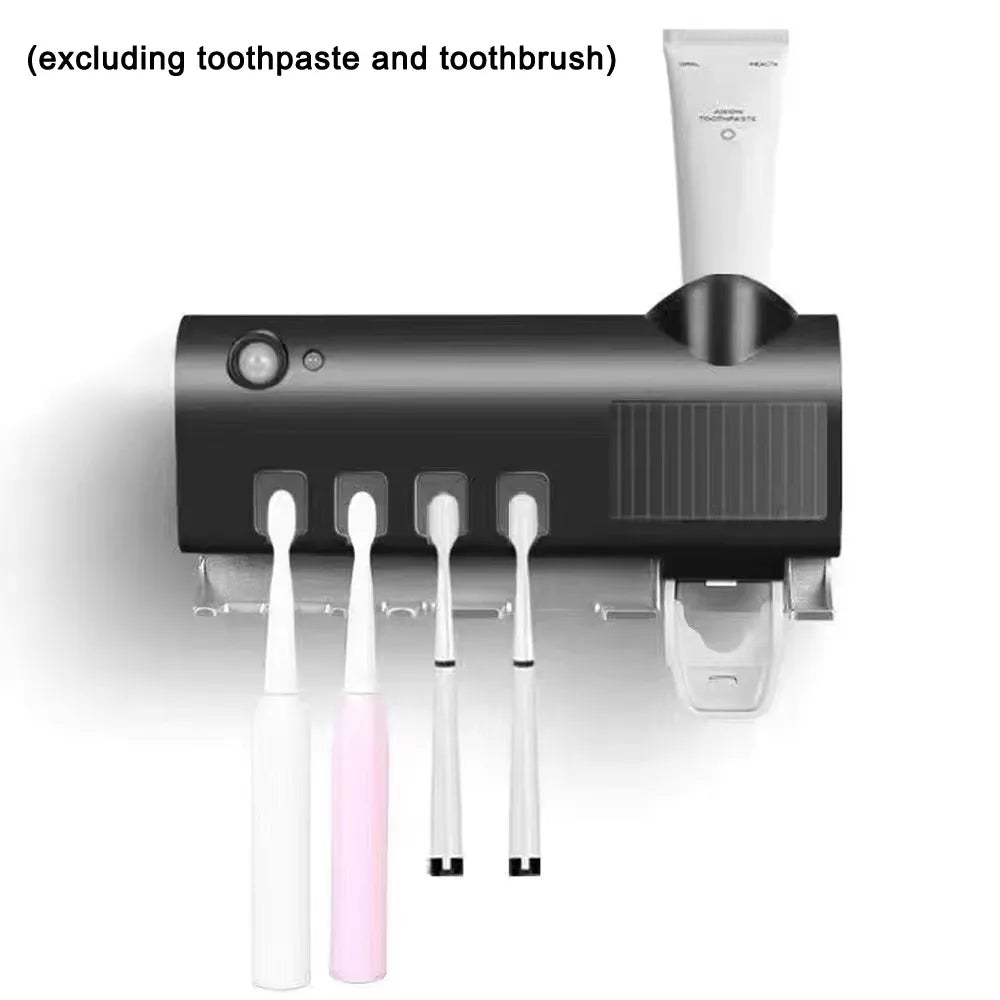 2026 Wall-Mounted Smart Toothbrush Sanitizer,UV-Free, Solar Powered Cleaner With Automatic Toothpaste Dispenser Rechargeable