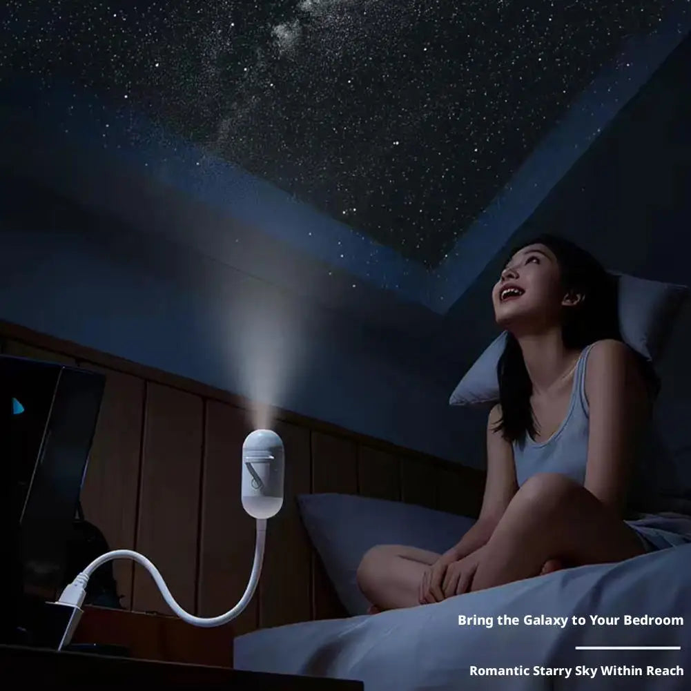 2-in-1 Mini Galaxy Star Projector Night Light USB 360° Rotatable LED Starry Sky Ambient Lamp Sleep Lighting for Bedroom Decor