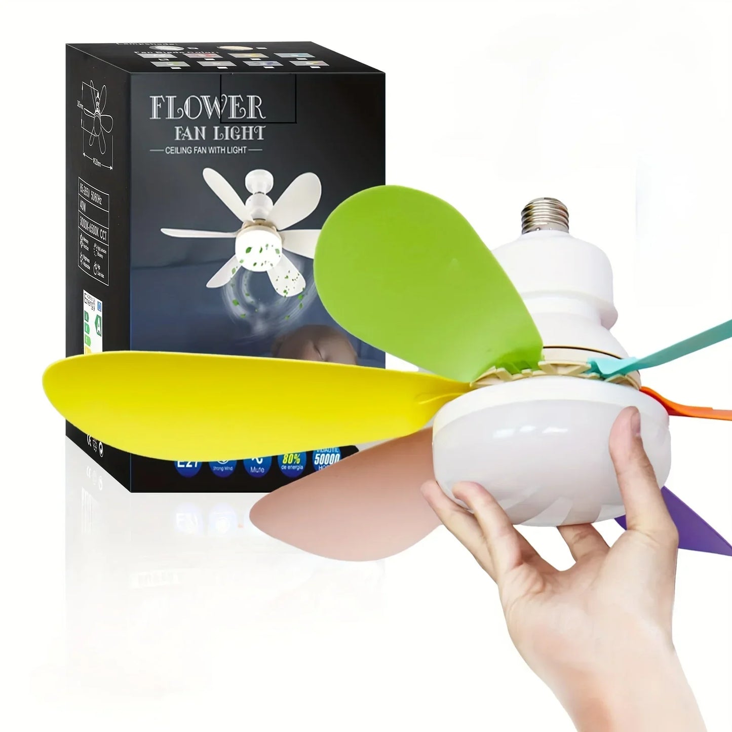 Ceiling Fan Light Screw in Small Ceiling Fan with Remote 3 Wind Speed Dimmable LED 3000-6500K 6 White Blades 20.5 Inch