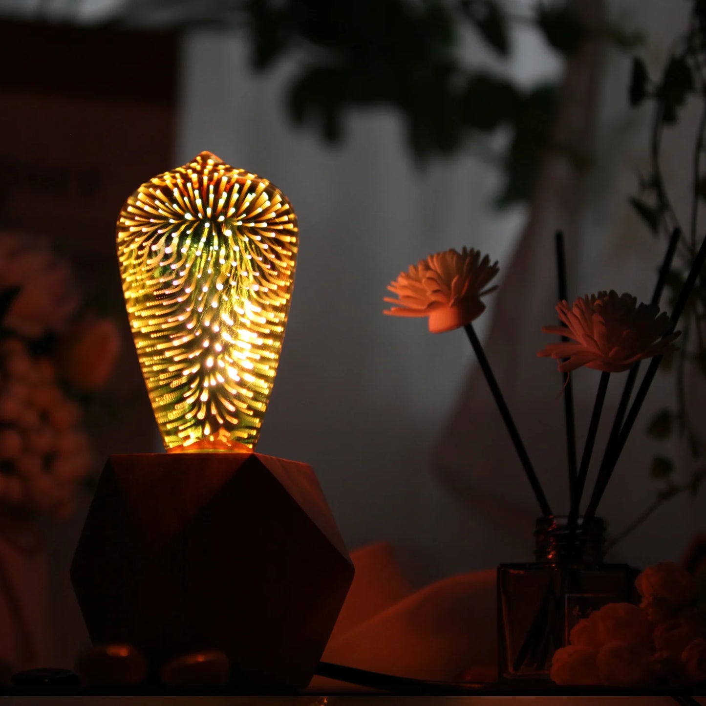 TIANFAN 2pcs/Pack ST64 Edison LED Bulb, 4W 2700K Warm Light 110V/220V Silver Gold 3D Effictive Decorative Light Bulb Firework