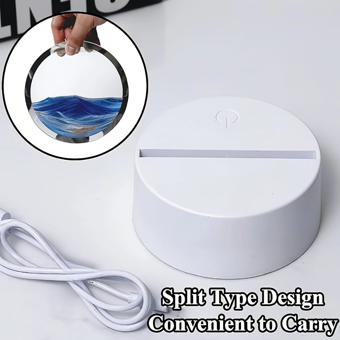 Dreamy Quicksand Painting RGB Art Table Lamp,3D Dynamic Deep Sea Sandscape,Round Glass,Dimmable Night Light,Office,Living Room