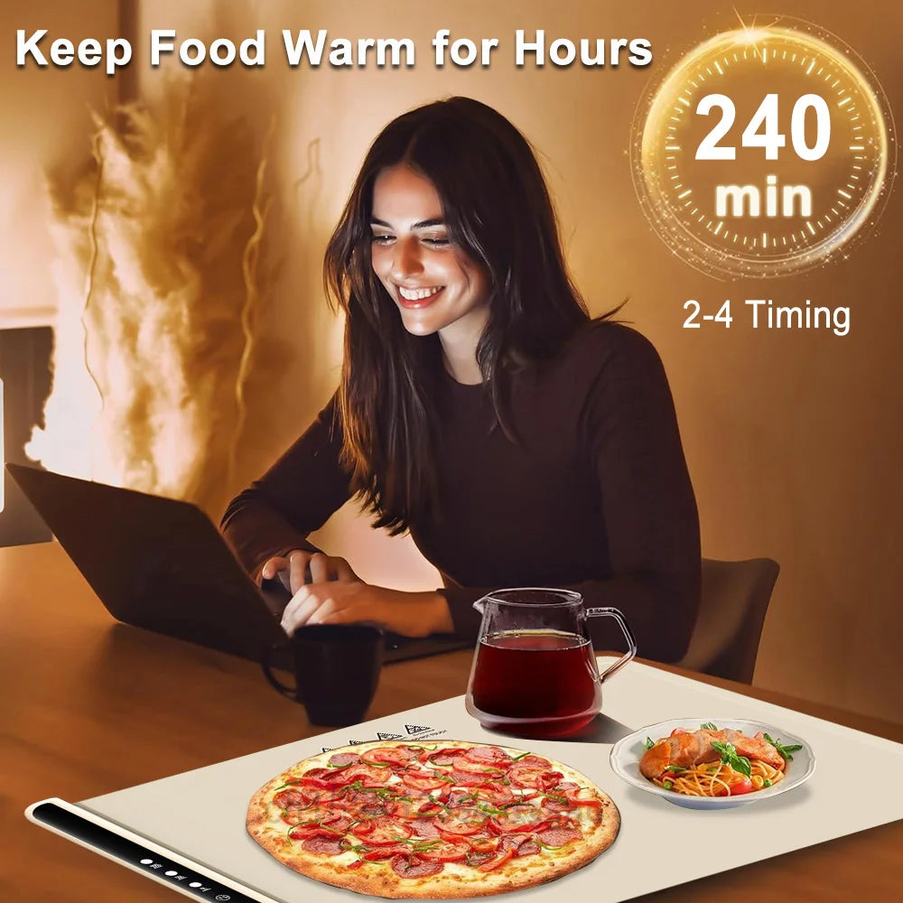 Food Warmer Plate Electric Warming Tray Foldable Food Warming Pad Electric Food Warmer Fast Heating Portable Food Warming Mat