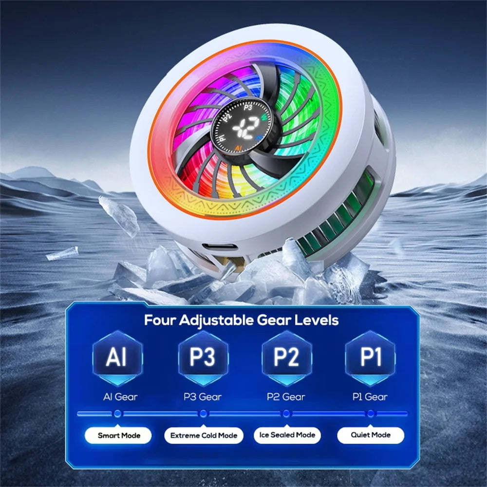 Magnetic phone cooler with intelligent AI temperature control and real-time digital display - a must-have for phone cooling