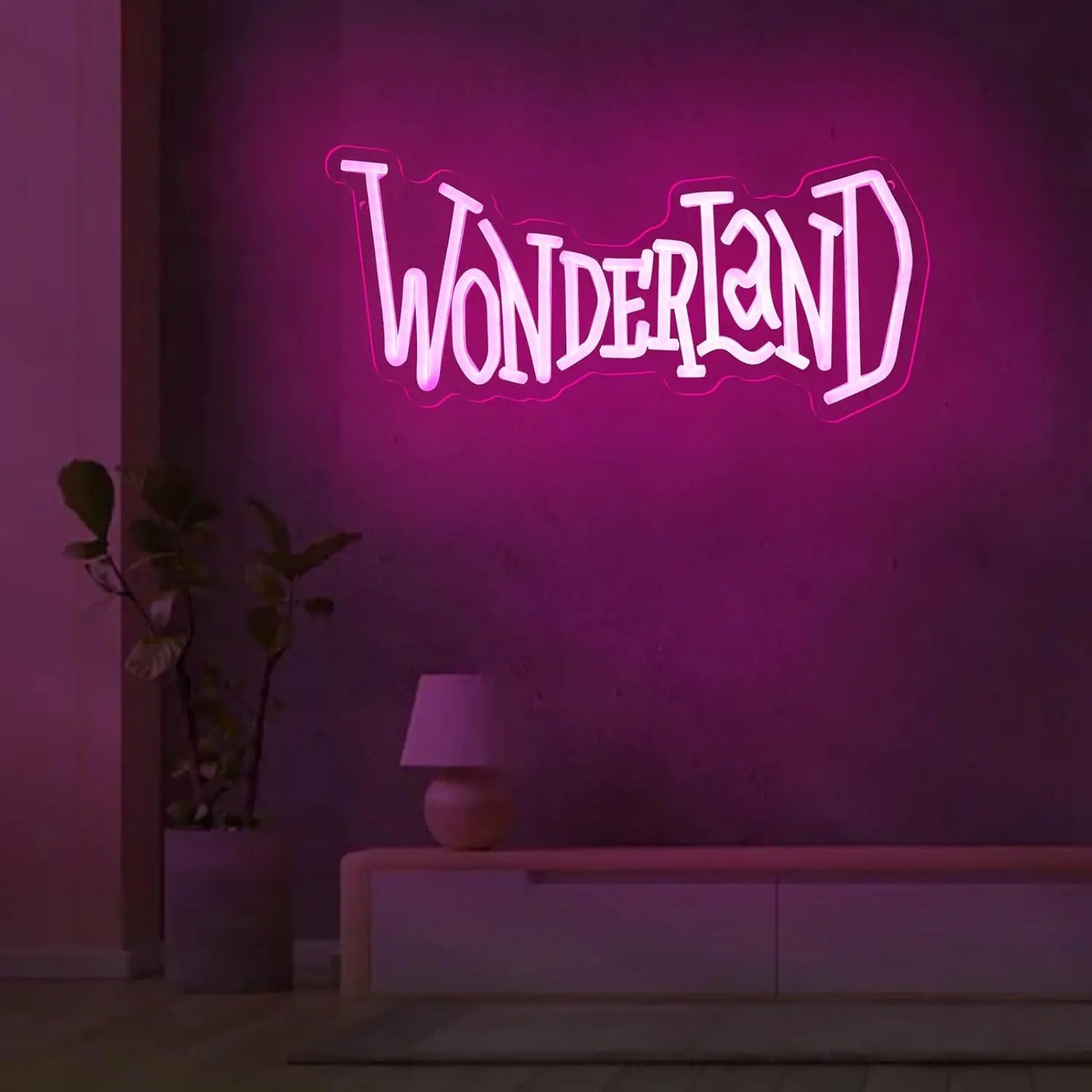 Wonderland Neon Sign USB Dimmable LED Neon Light for Bedroom Theme Hotel Bar Club Cafe Shop Salon Man Cave Decoration Gift