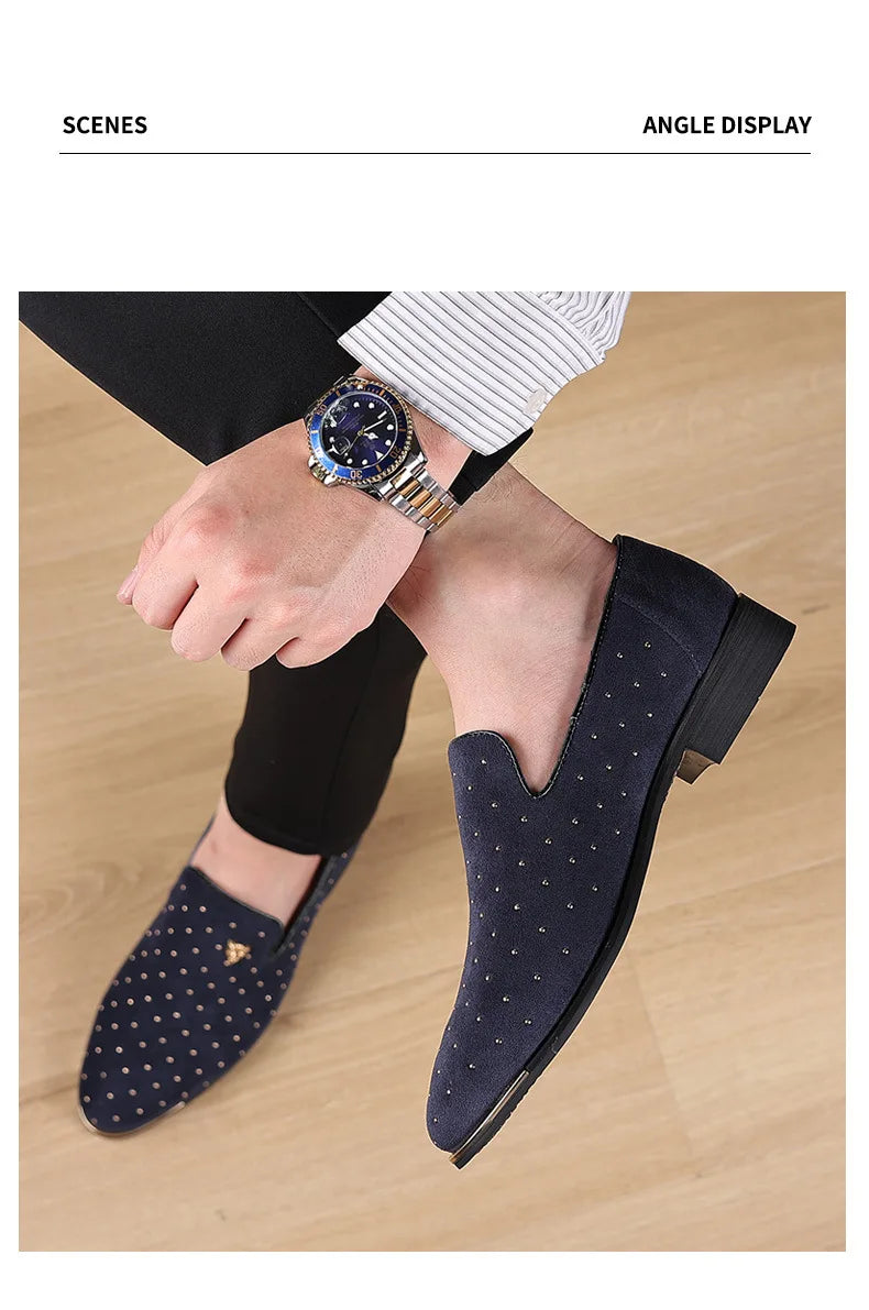 Men Loafers Leather Dress Shoes for Man Slip on Loafers Elegant Shoes Fashion Men's Flats Club Party Shoes Male Zapatos Hombre