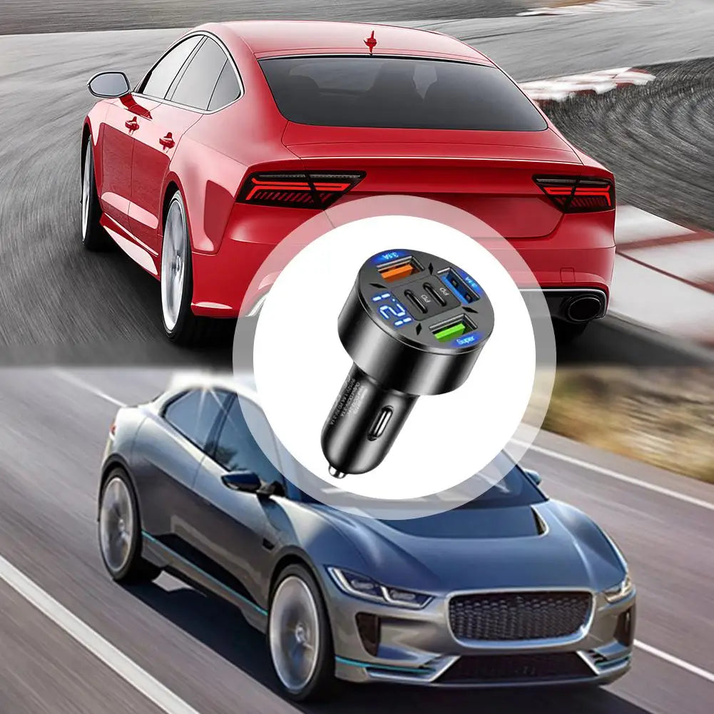 250W 5 Ports Car Charger Fast Charging PD QC3.0 USB C Car Phone Charger Type C Adapter In Car For All Phones