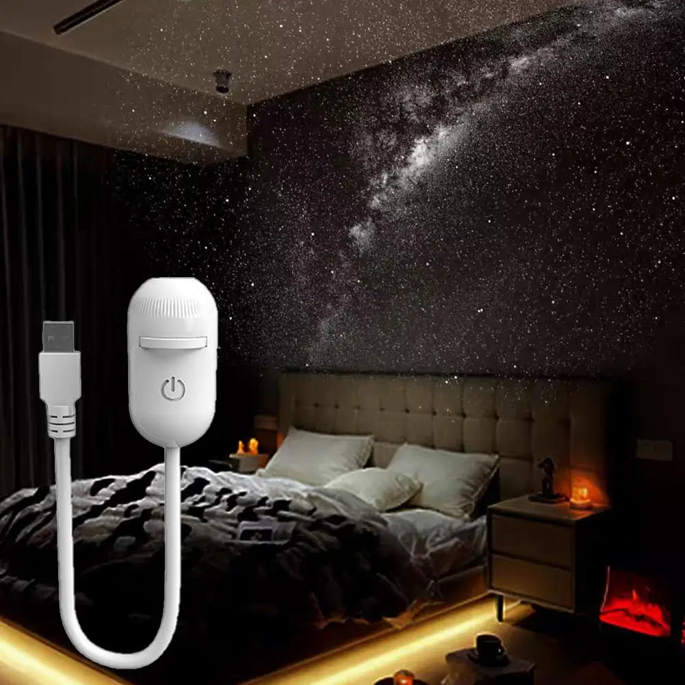 2-in-1 Mini Galaxy Star Projector Night Light USB 360° Rotatable LED Starry Sky Ambient Lamp Sleep Lighting for Bedroom Decor