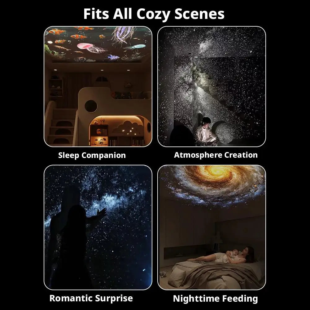 2-in-1 Mini Galaxy Star Projector Night Light USB 360° Rotatable LED Starry Sky Ambient Lamp Sleep Lighting for Bedroom Decor