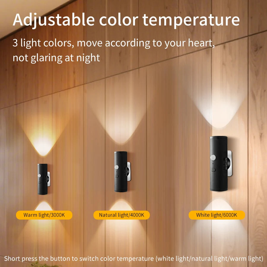 Motion Sensor Night Light Magnetic Up and Down Glowing Wall Lamp Rechargeable Night Lamp Closet Stairs Corridor Bedroom Decor