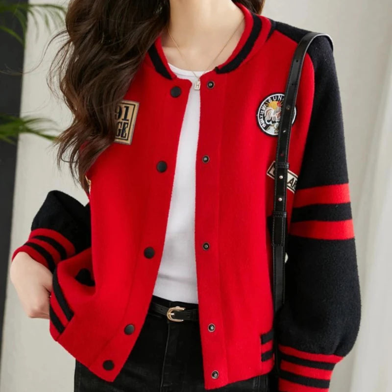 Loose Bomber Jacket for Women New in Short Baseball Aviator Coat Woman Youthful Long Sleeve Harajuku Elegant Sale Demi-season
