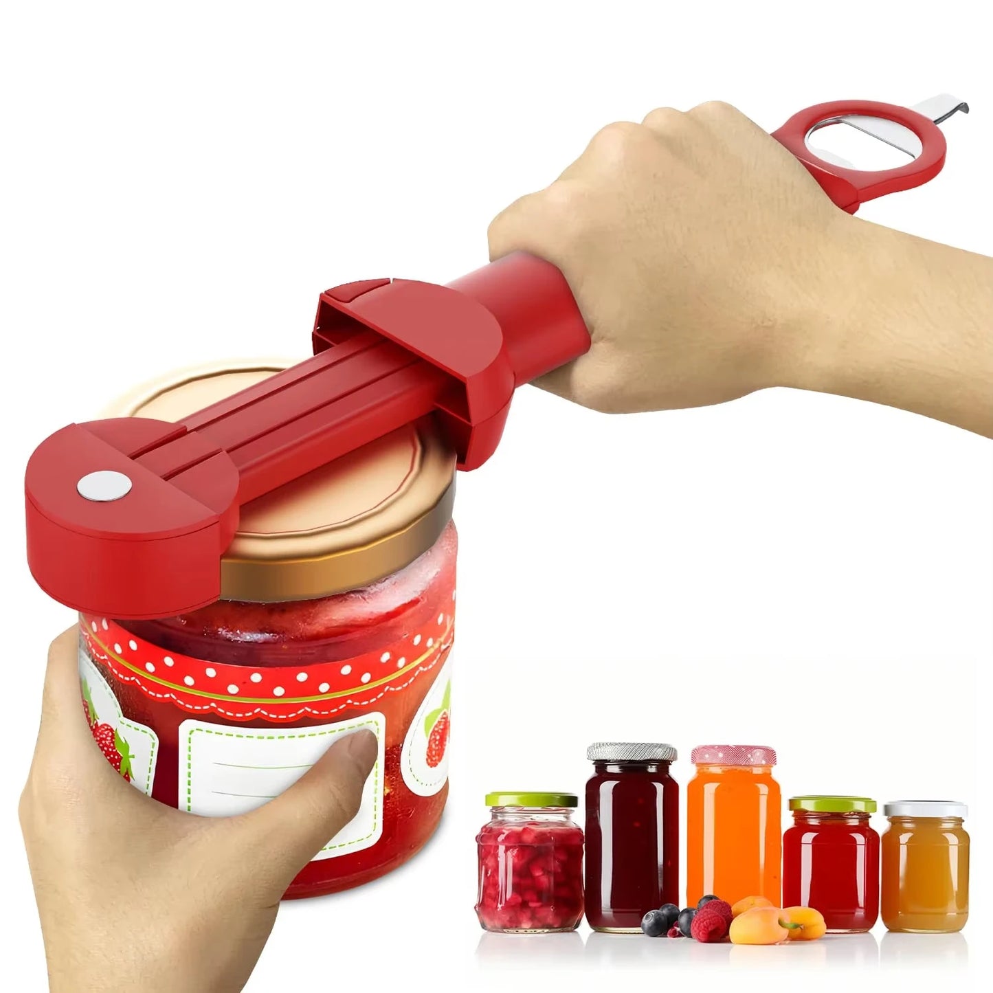 Adjustable Multifunctional Can Opener Jar Lid Gripper New Jar Opener Bottle Opener for Weak Hands Senior Arthritis Kitchen Tool