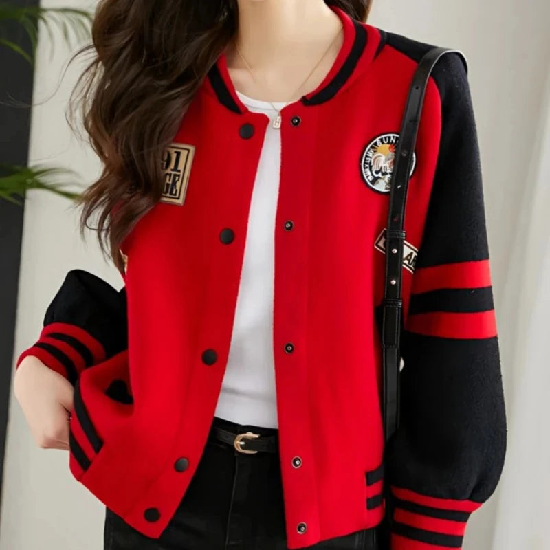 Loose Bomber Jacket for Women New in Short Baseball Aviator Coat Woman Youthful Long Sleeve Harajuku Elegant Sale Demi-season