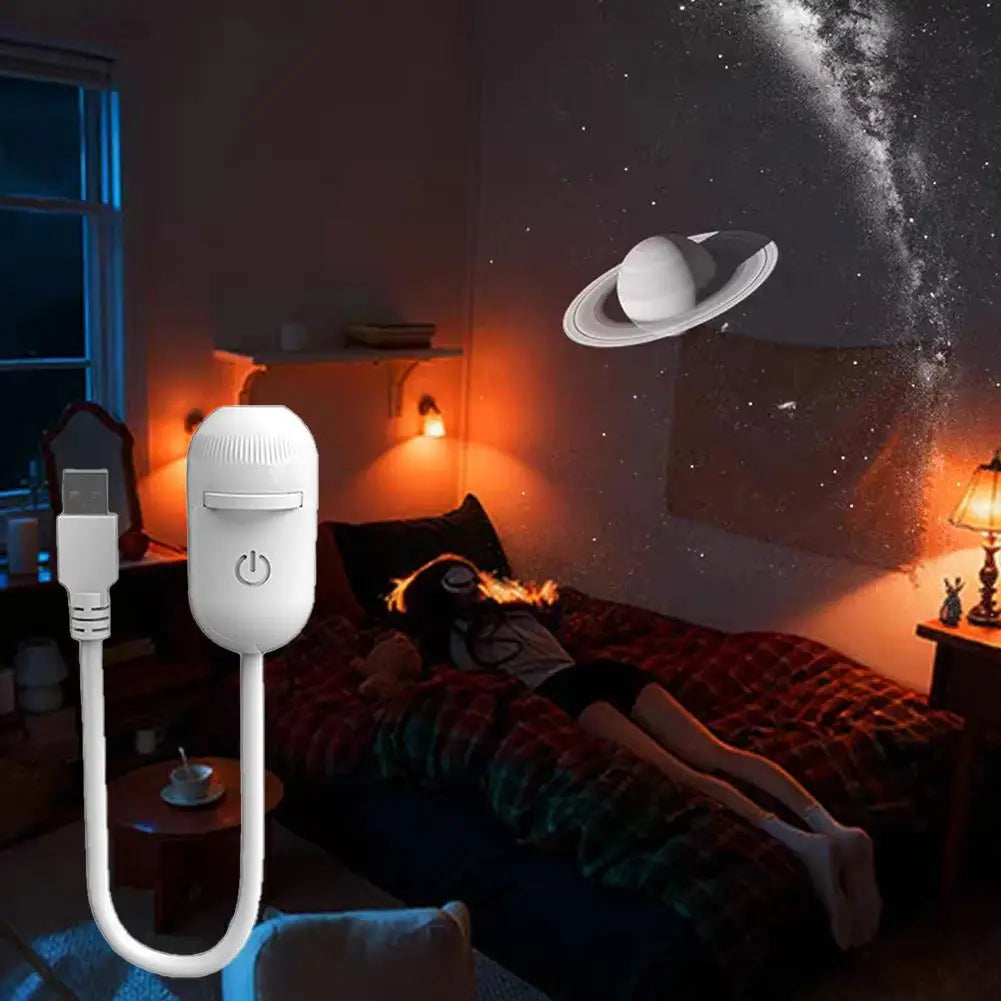2-in-1 Mini Galaxy Star Projector Night Light USB 360° Rotatable LED Starry Sky Ambient Lamp Sleep Lighting for Bedroom Decor