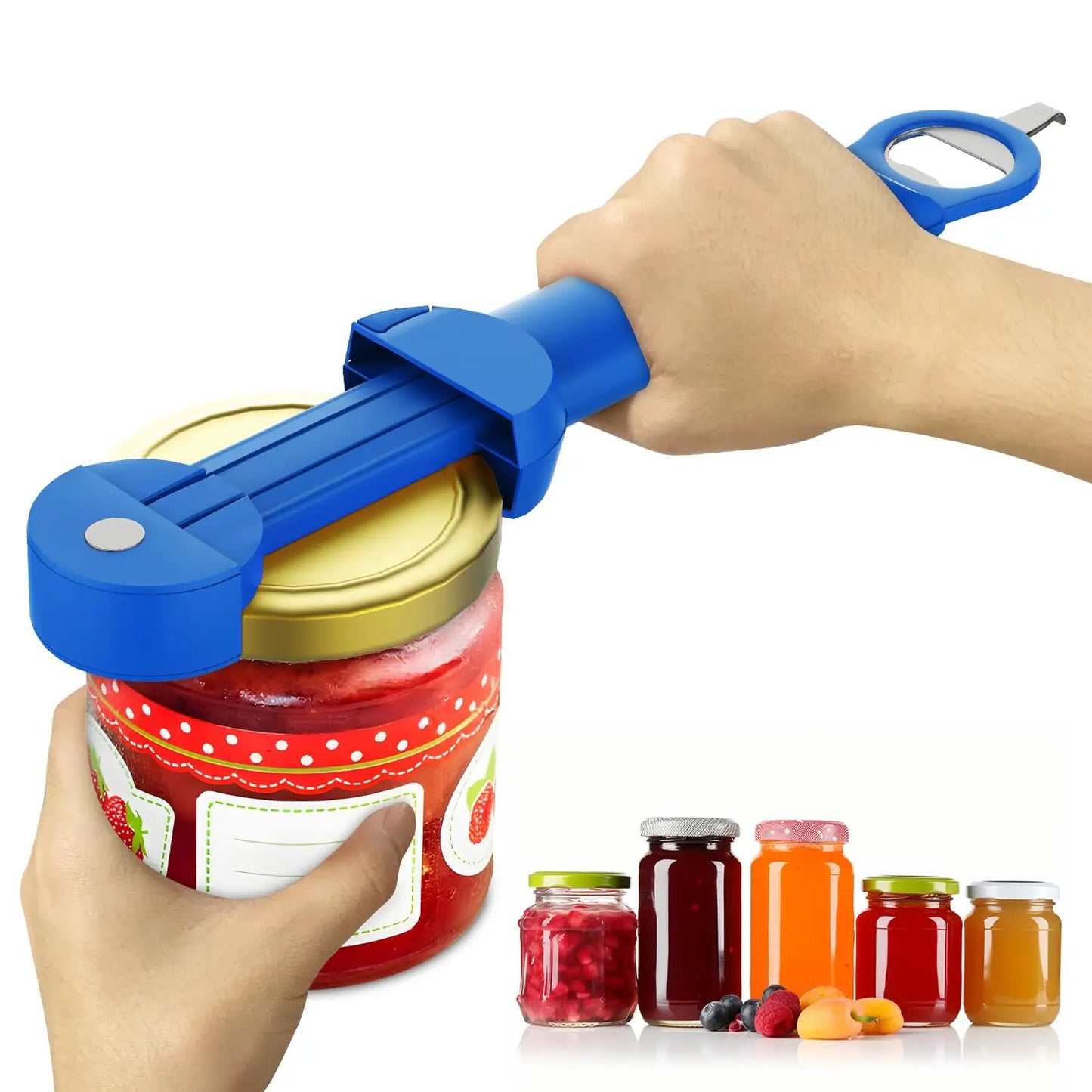 Adjustable Multifunctional Can Opener Jar Lid Gripper New Jar Opener Bottle Opener for Weak Hands Senior Arthritis Kitchen Tool