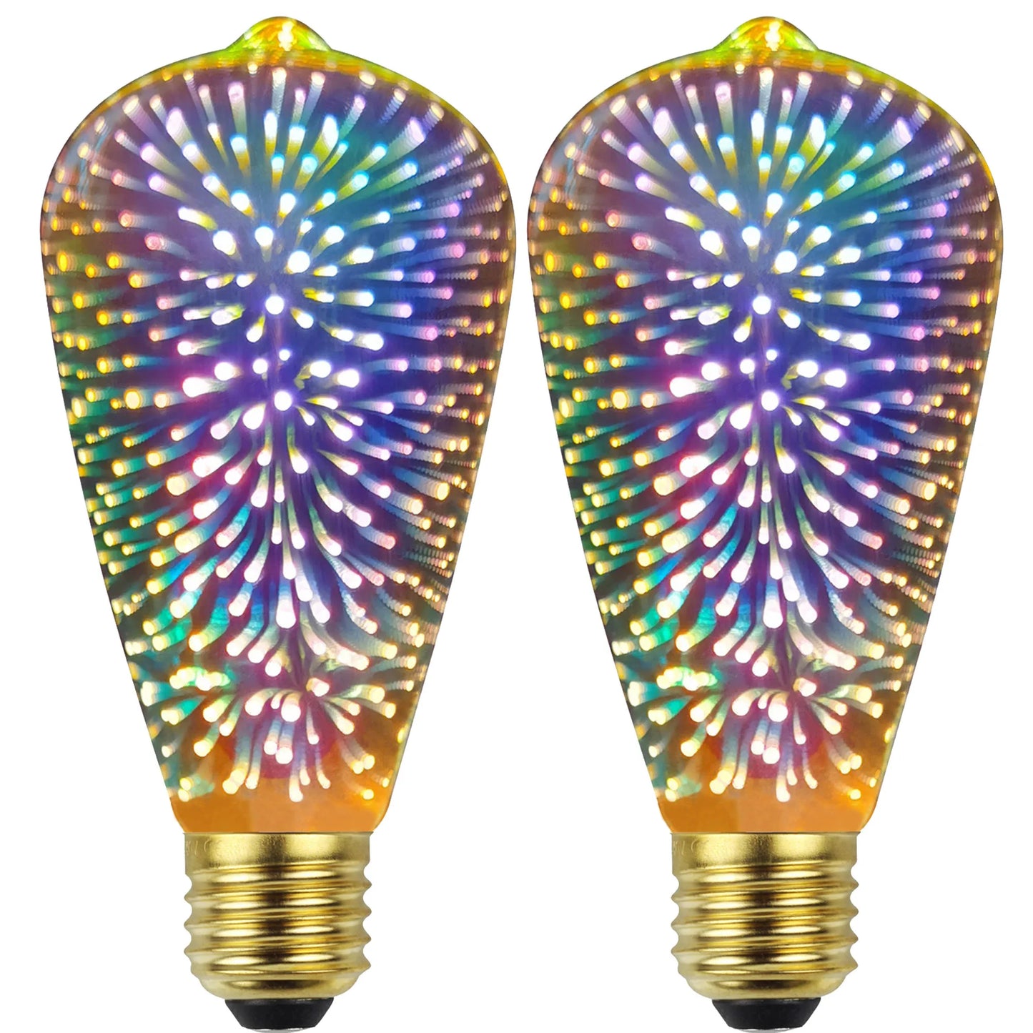 TIANFAN 2pcs/Pack ST64 Edison LED Bulb, 4W 2700K Warm Light 110V/220V Silver Gold 3D Effictive Decorative Light Bulb Firework