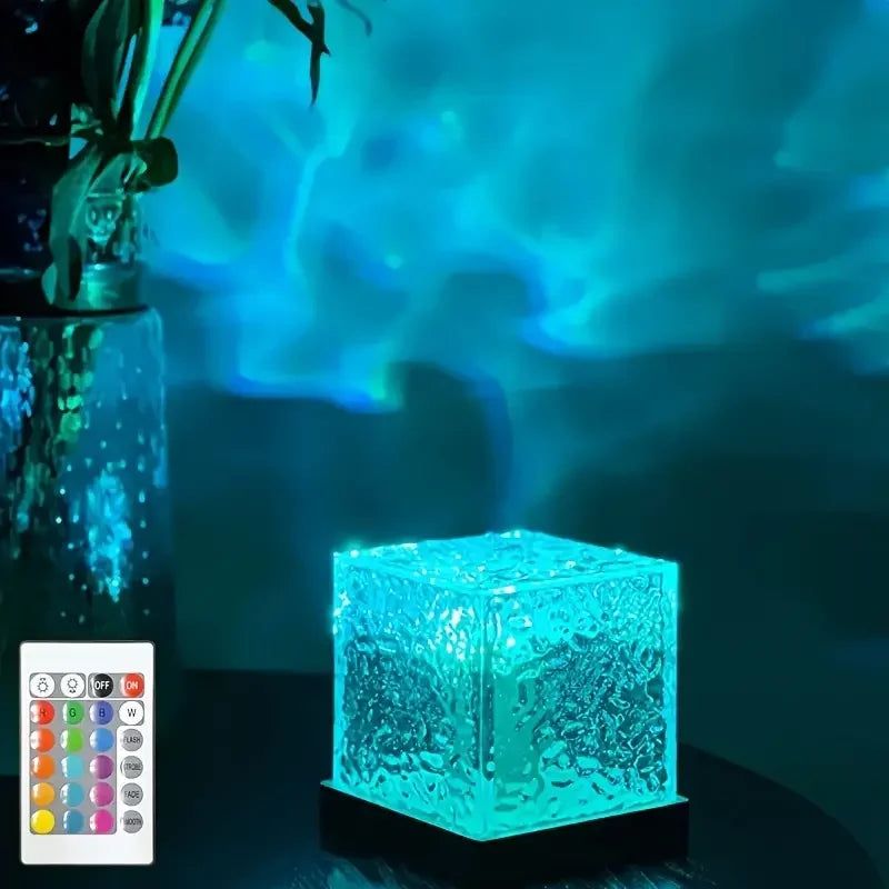 Dreamy Quicksand Painting RGB Art Table Lamp,3D Dynamic Deep Sea Sandscape,Round Glass,Dimmable Night Light,Office,Living Room