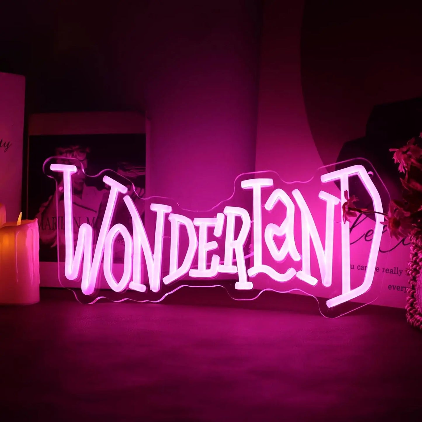 Wonderland Neon Sign USB Dimmable LED Neon Light for Bedroom Theme Hotel Bar Club Cafe Shop Salon Man Cave Decoration Gift