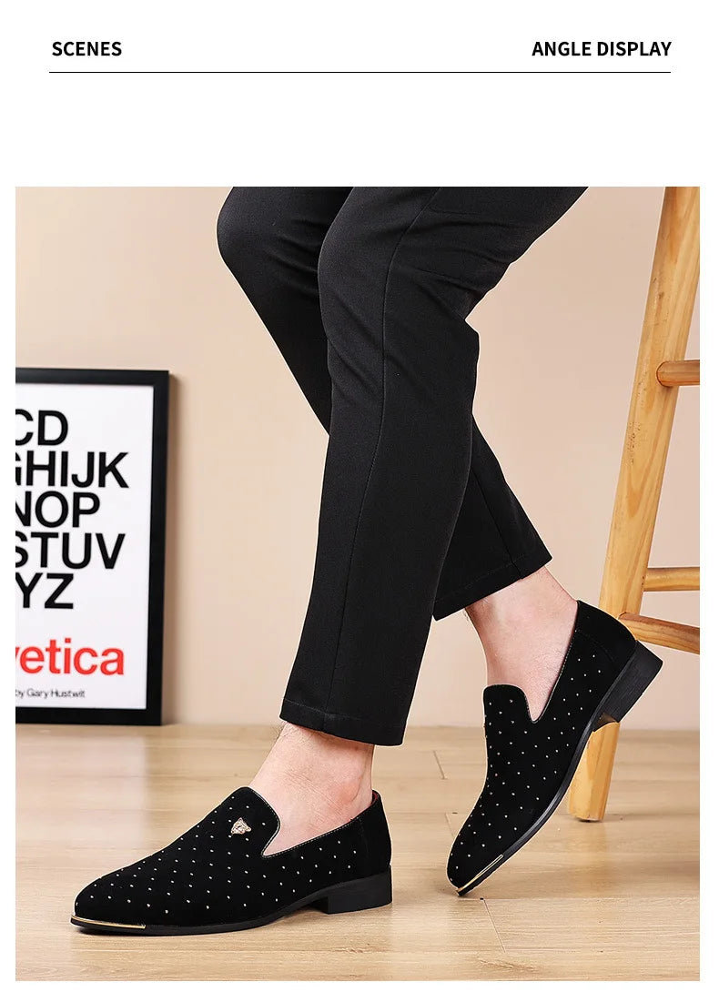 Men Loafers Leather Dress Shoes for Man Slip on Loafers Elegant Shoes Fashion Men's Flats Club Party Shoes Male Zapatos Hombre