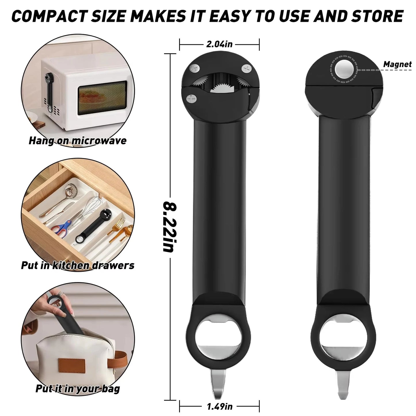 Adjustable Multifunctional Can Opener Jar Lid Gripper New Jar Opener Bottle Opener for Weak Hands Senior Arthritis Kitchen Tool