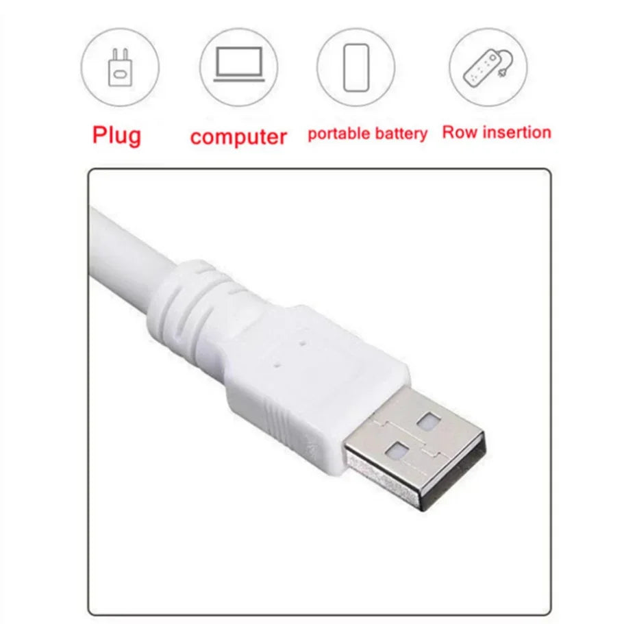 USB Plug Portable LED Night Light Eye Protection Student Study Reading Dormitory Room Annular Household Bedside Lamp White Light