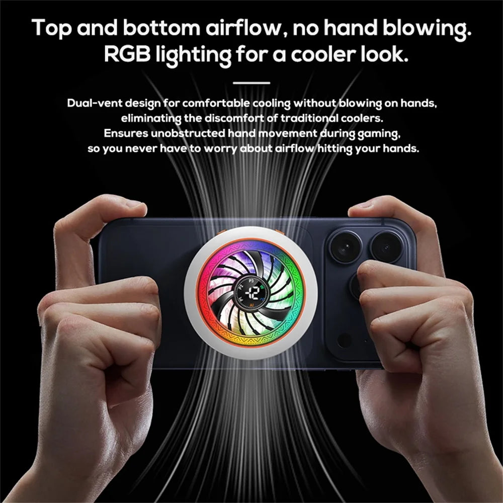Magnetic phone cooler with intelligent AI temperature control and real-time digital display - a must-have for phone cooling