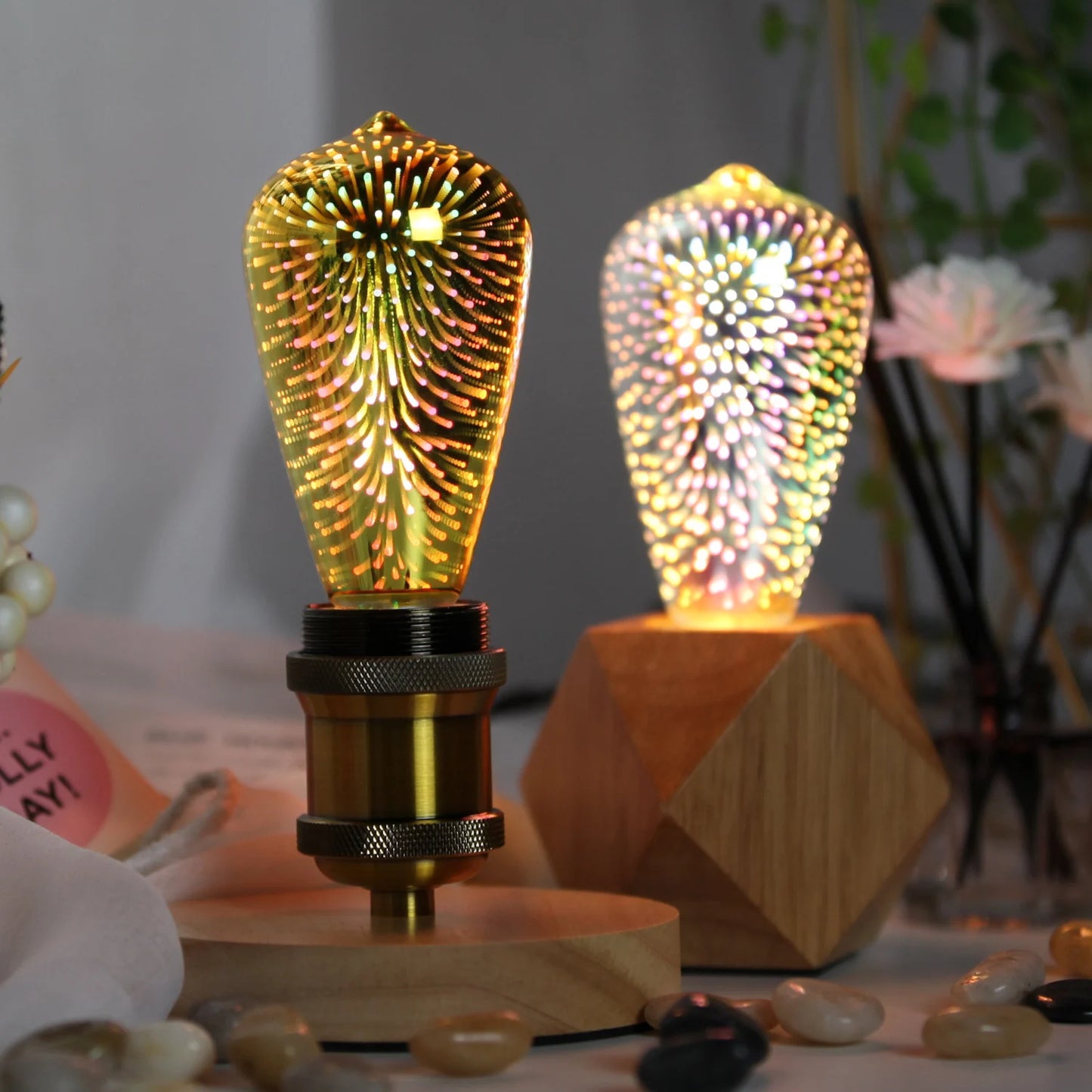 TIANFAN 2pcs/Pack ST64 Edison LED Bulb, 4W 2700K Warm Light 110V/220V Silver Gold 3D Effictive Decorative Light Bulb Firework